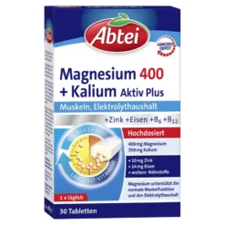 Abtei Magnesium 400+Kalium Depot-Tabletten, 30 St