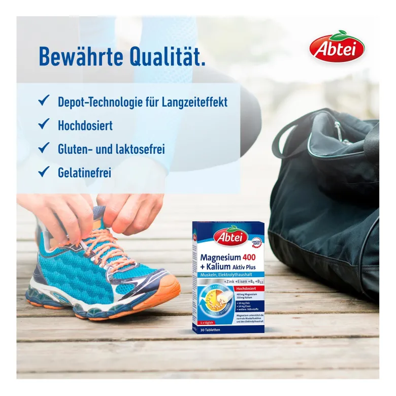 Abtei Magnesium 400+Kalium Depot-Tabletten, 30 St