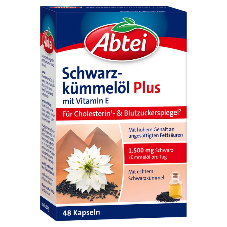 Abtei Schwarzkümmelöl Plus Kapseln, 48 St