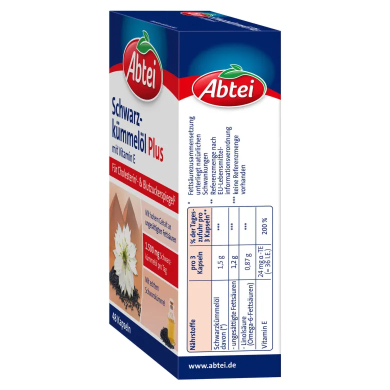 Abtei Schwarzkümmelöl Plus Kapseln, 48 St
