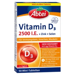 Abtei Vitamin D3 2500 I.E. Mini-Tabletten, 50 St