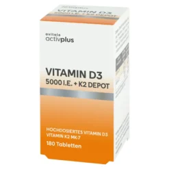 Activplus Vitamin D3 5000 I.E.+K2 Depot Tabletten, 180 St