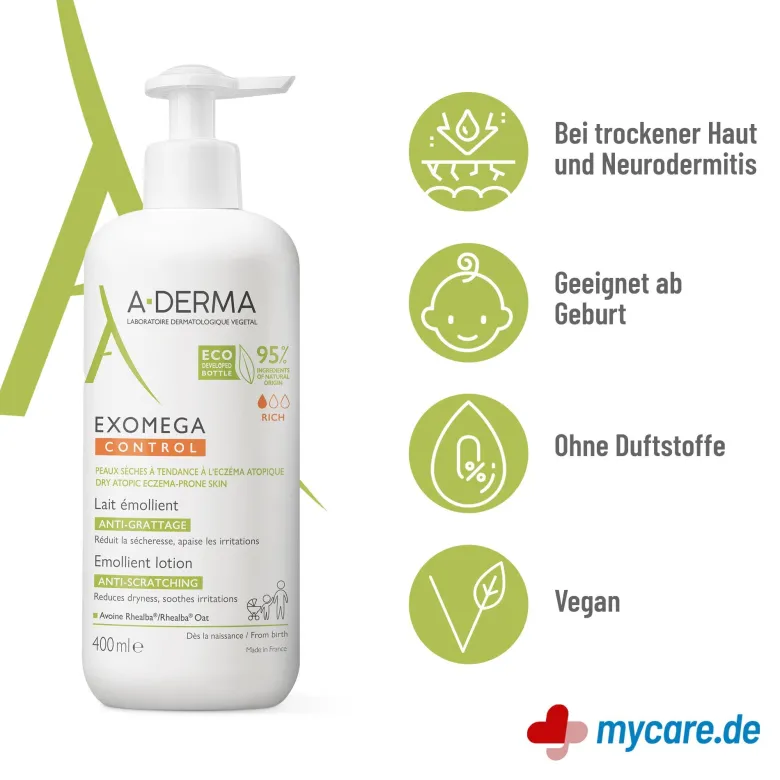 A-Derma Exomega Control Rückfettende Milch, 400 ml