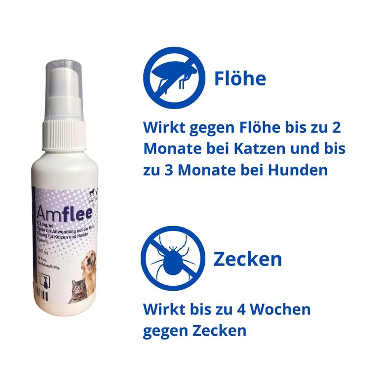 Amflee 2,5 mg/ml Spray Lösung für Katzen und Hunde, 100 ml