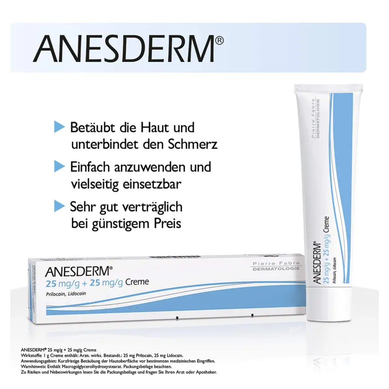 Anesderm 25 mg/g + 25 mg/g Creme + 2 Pflaster, 5 g