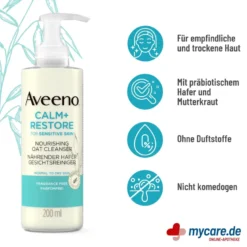 Aveeno Calm+Restore Nährender Hafer Gesichtsreiniger, 200 ml