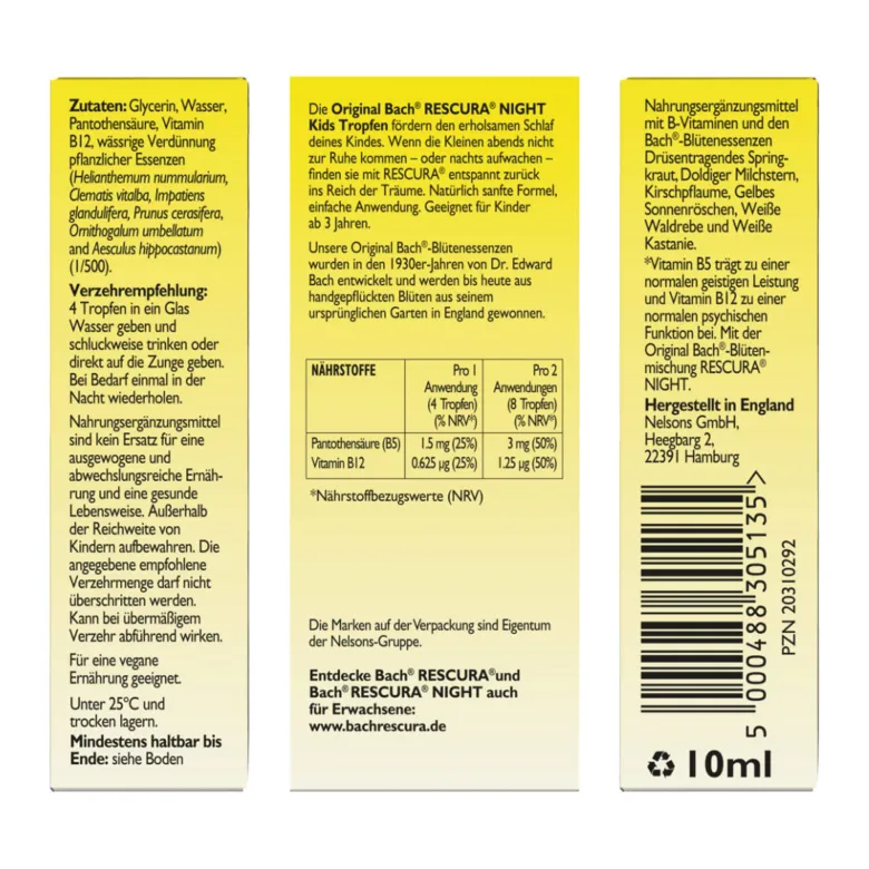 Bach Rescura Night Kids Tropfen alkoholfrei, 10 ml