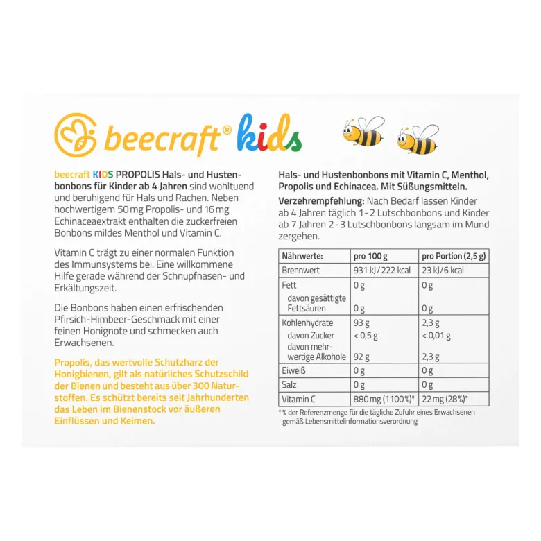 Beecraft Kids Propolis Hals- und Hustenbonbons, 24 St