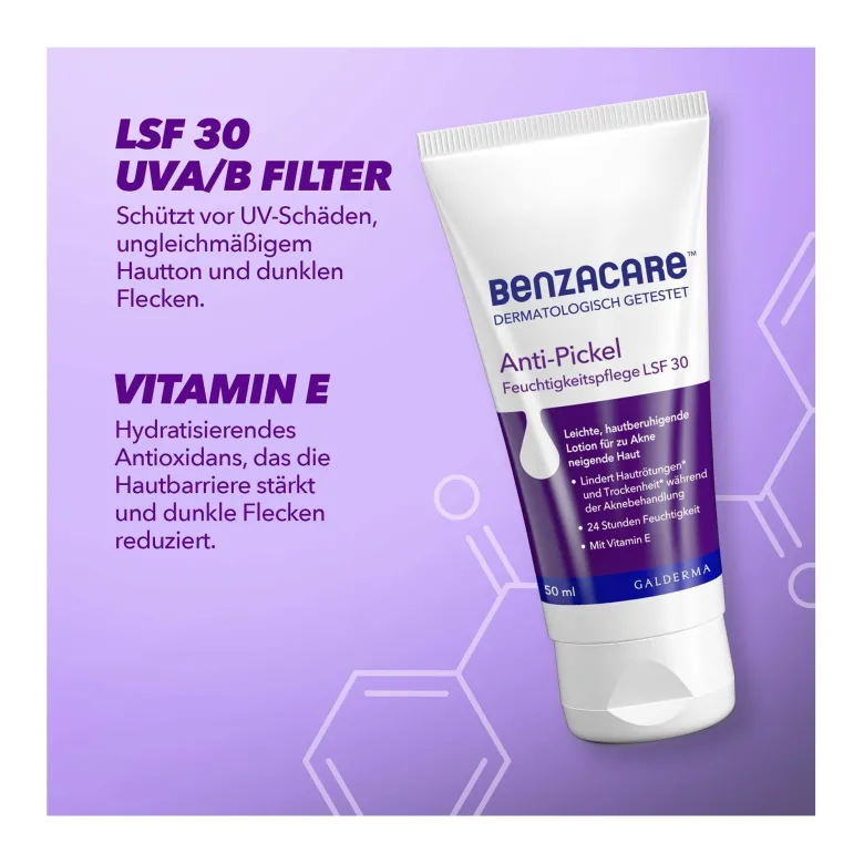 Benzacare Anti-Pickel Feuchtigkeitspflege LSF 30, 50 ml
