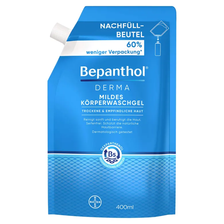 Bepanthol Derma Mildes Körperwaschgel Nachfüllbeutel, 1X400 ml