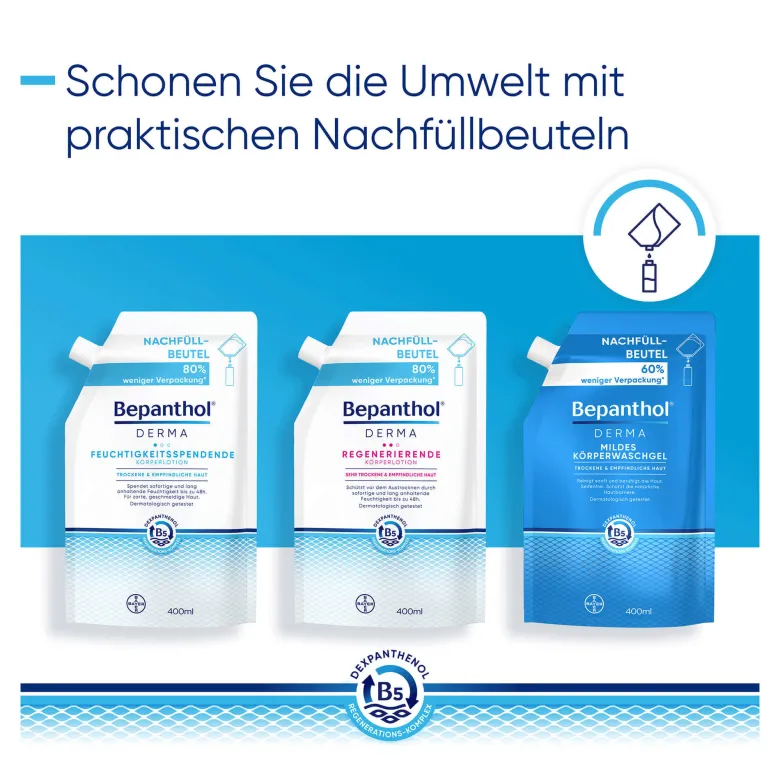 Bepanthol Derma Mildes Körperwaschgel Nachfüllbeutel, 1X400 ml