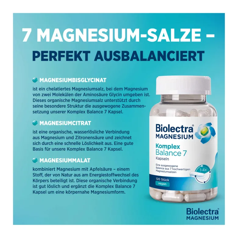 Biolectra Magnesium Komplex Balance 7 Kapseln, 120 St