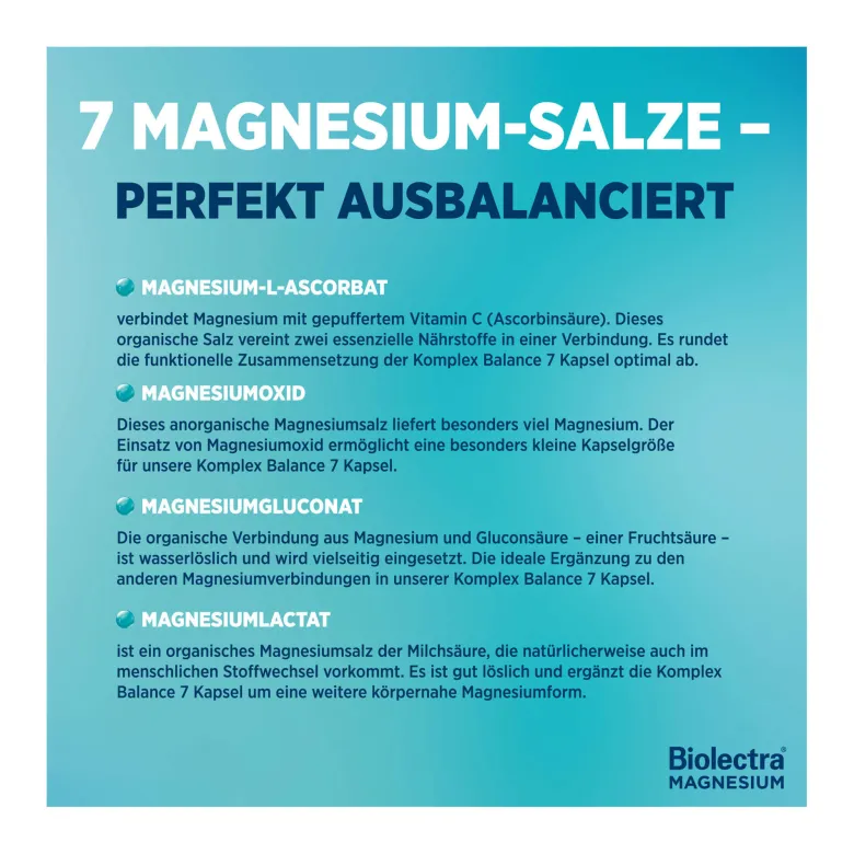 Biolectra Magnesium Komplex Balance 7 Kapseln, 120 St