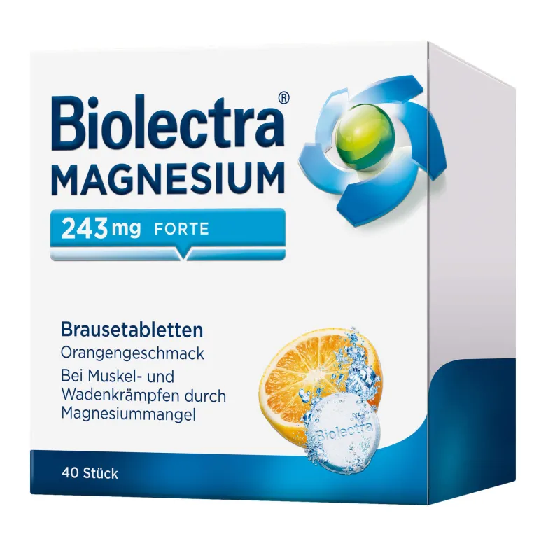 Biolectra Magnesium 243 mg forte Brausetabletten Orange, 40 St