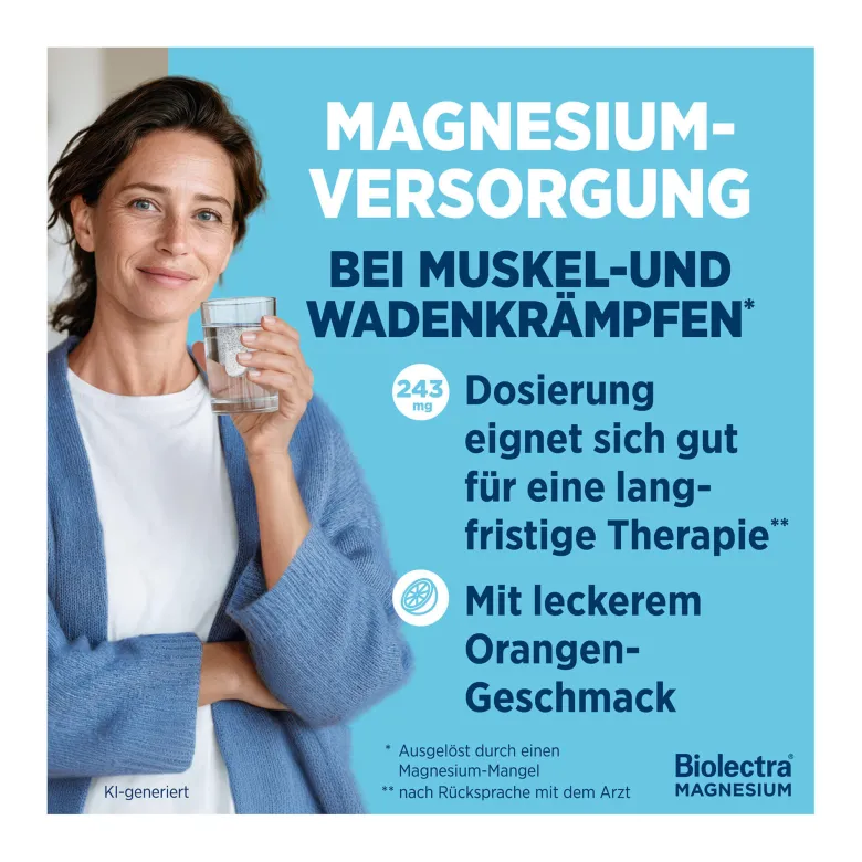 Biolectra Magnesium 243 mg forte Brausetabletten Orange, 40 St
