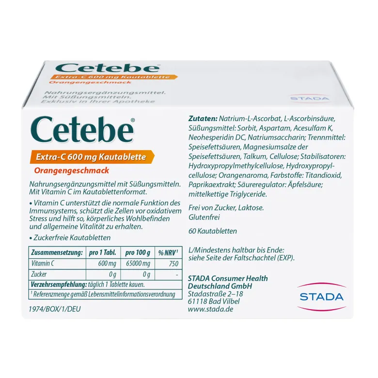 Cetebe Extra-C 600 mg Kautabletten, 60 St