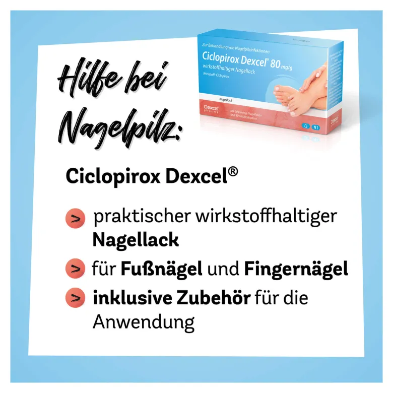 Ciclopirox Dexcel 80 mg/g wirkstoffhaltiger Nagellack, 6.6 ml