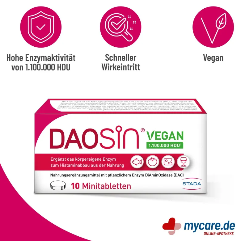Daosin Vegan Tabletten bei Histaminunverträglichkeit, 10 St