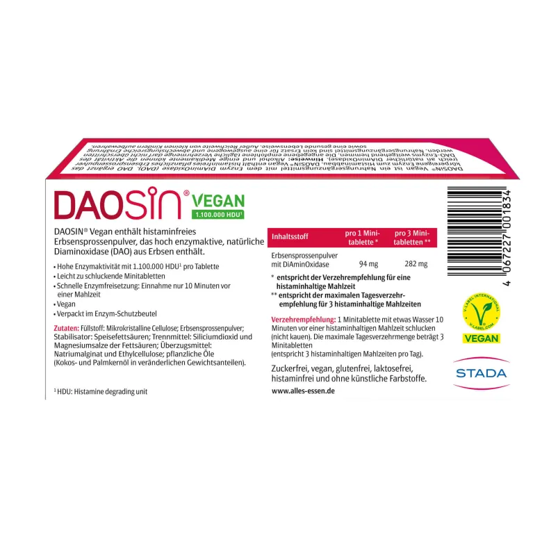 Daosin Vegan Tabletten bei Histaminunverträglichkeit, 10 St