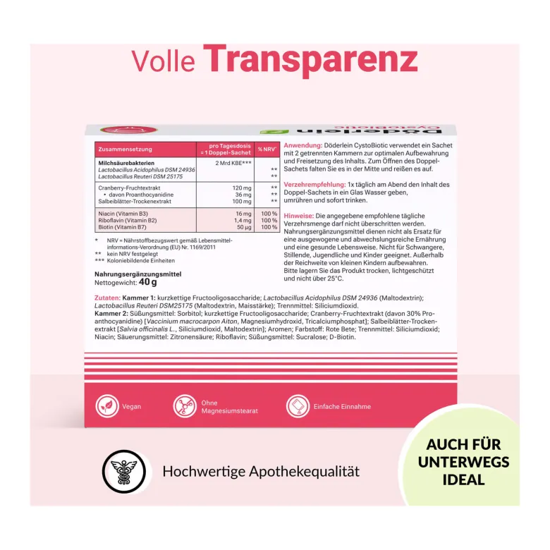 Döderlein CystoBiotic Milchsäurebakterien+Cranberry Pulver, 10X4 g