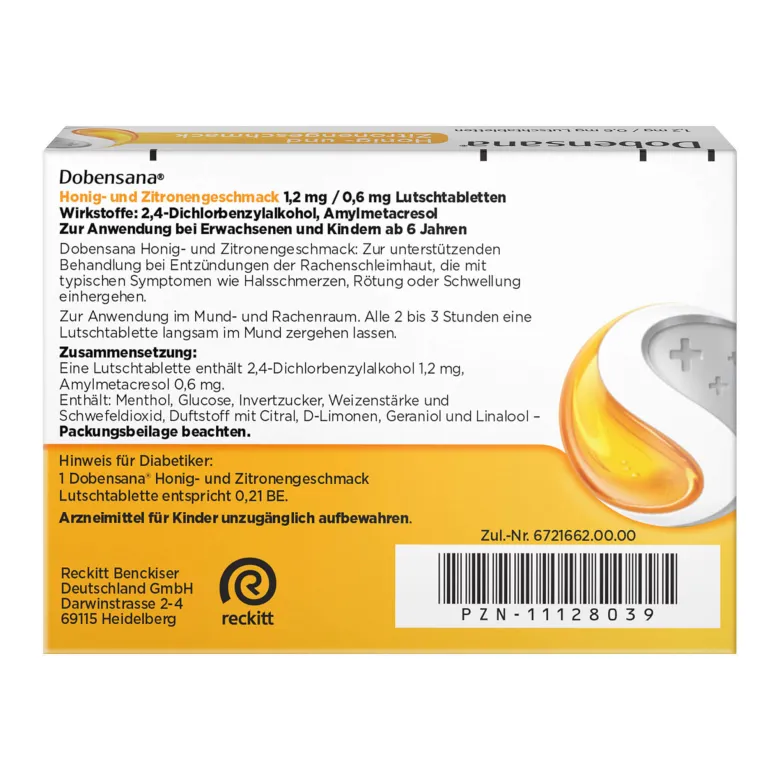Dobensana Honig & Zitrone Lutschtabletten bei Halsschmerzen, 24 St
