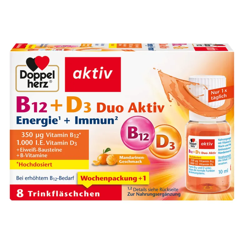 Doppelherz aktiv B12+D3 Duo Aktiv Trinkampullen, 8 St