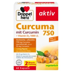 Doppelherz aktiv Curcuma 750 mit Curcumin + Vitamin D3, 60 St