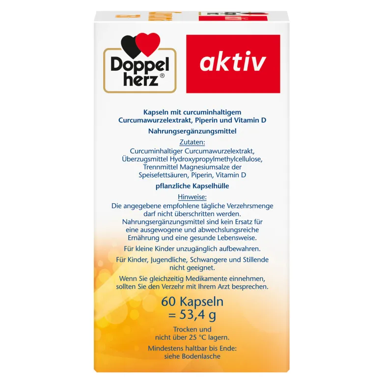 Doppelherz aktiv Curcuma 750 mit Curcumin + Vitamin D3, 60 St