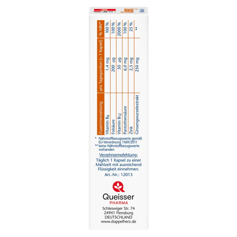 Doppelherz aktiv Ginseng B-Vitamine+Zink Kapseln, 30 St