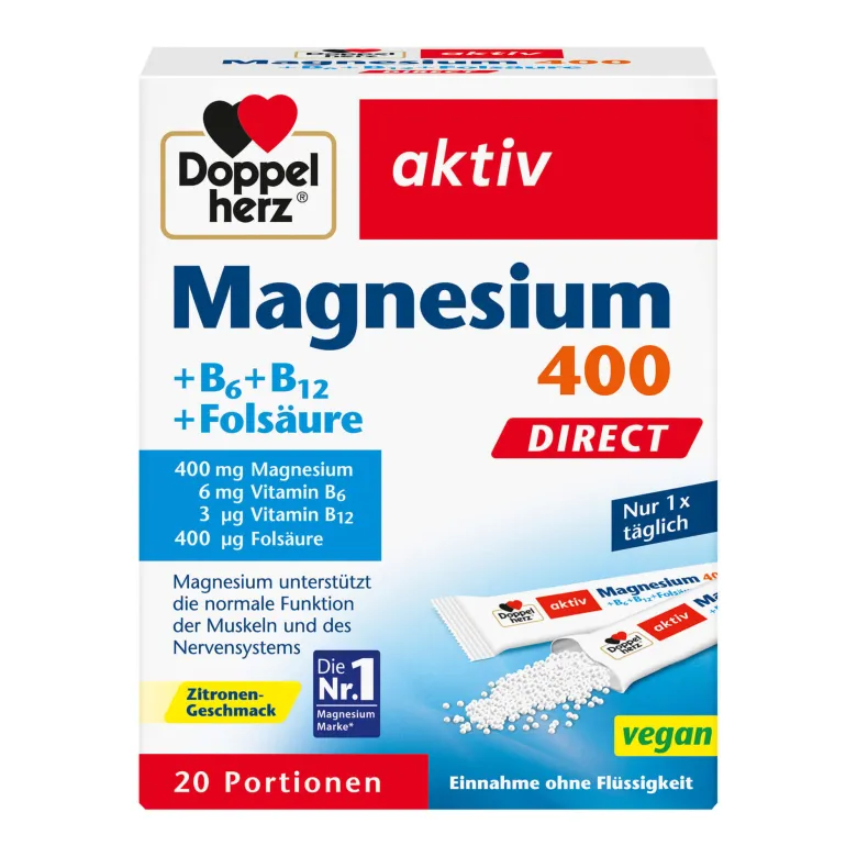 Doppelherz aktiv Magnesium+B6+B12+Folsäure 400 DIRECT, 24 g