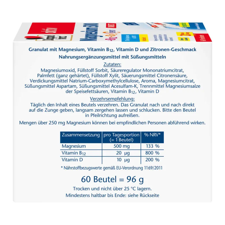 Doppelherz aktiv Magnesium 500+B12+D3 Depot DIRECT Sticks, 60 St