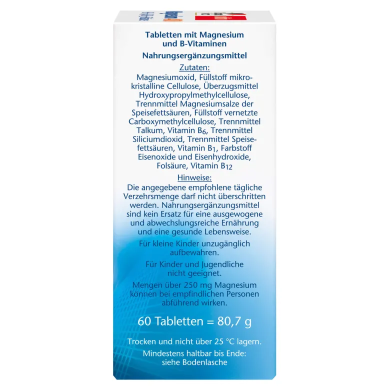 Doppelherz aktiv Magnesium 400+B1+B6+B12 Folsäure, 60 St