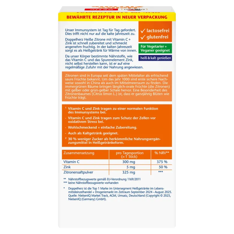 Doppelherz Heiße Zitrone mit Vitamin C + Zink, 10 St