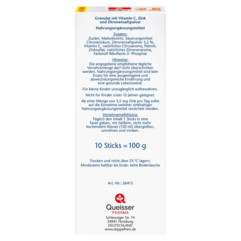 Doppelherz Heiße Zitrone mit Vitamin C + Zink, 10 St