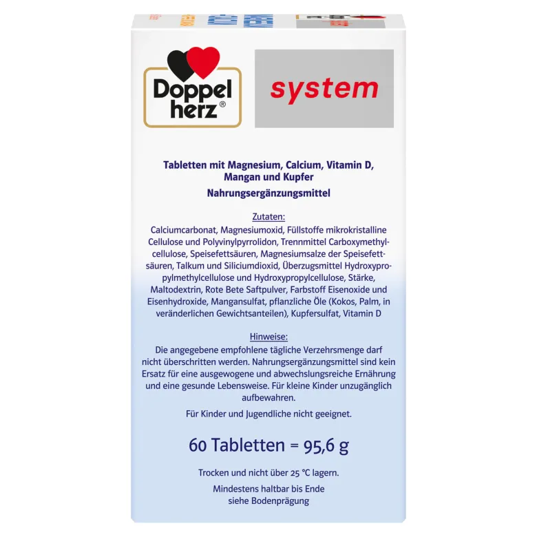 Doppelherz Magnesium + Calcium + Kupfer + Mangan system, 60 St