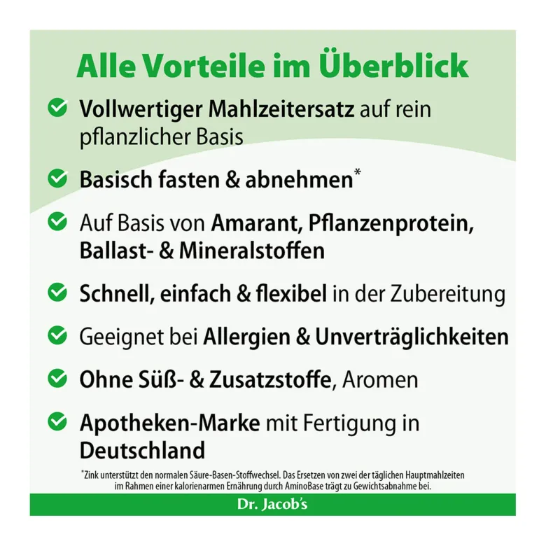 Dr. Jacob's AminoBase Diät Protein Fasten Kur vegan, 345 g