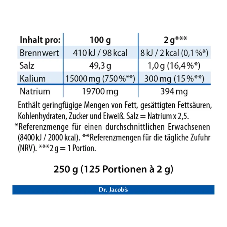 Dr. Jacob's Blutdruck-Salz mit Kalium Salzersatz, 250 g