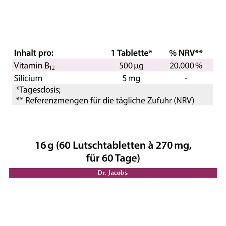 Dr. Jacob's B12 Methylcobalamin Lutschtabletten, 60 St