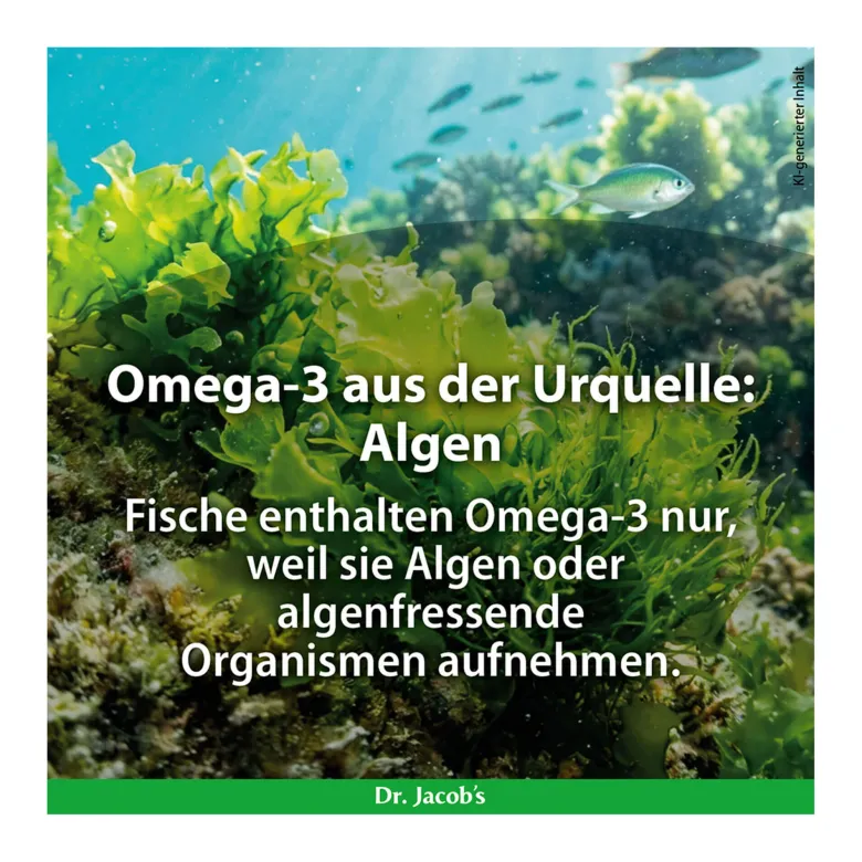 Dr. Jacob's DHA-EPA-Algenöl Kapseln Omega-3-Fettsäuren vegan, 60 St