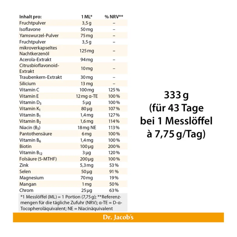 Dr. Jacob's Frauenpower Frucht-Getränkepulver Phytoöstrogene, 333 g
