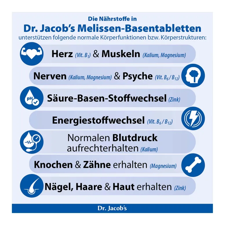 Dr. Jacob's Melissen-Basentabletten B-Vitamine Mineralstoffe, 250 St