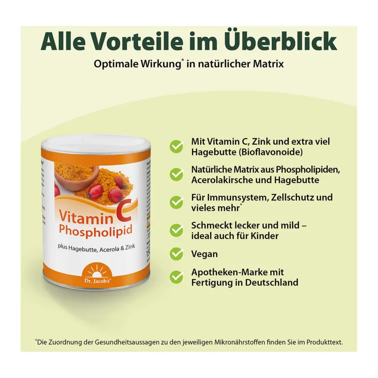 Dr. Jacob's Vitamin-C-Phospholipid Pulver Hagebutte Acerola, 150 g