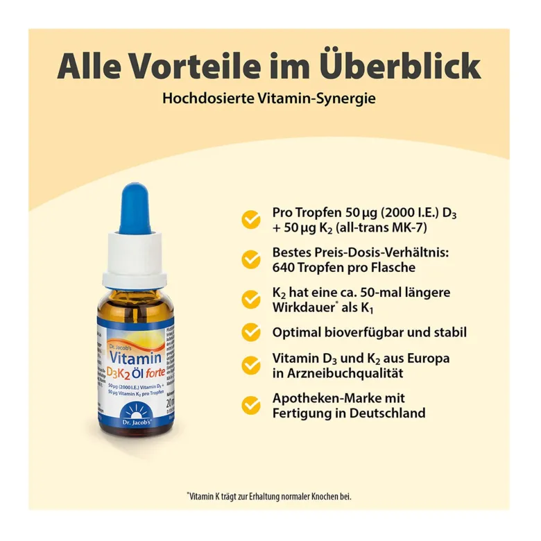 Dr. Jacobs Vitamin D3K2 Öl forte, 20 ml