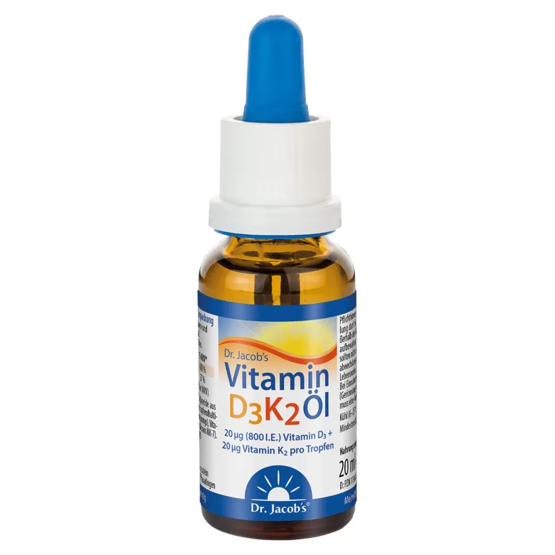 Dr. Jacob's Vitamin D3K2 Öl 800 IE/20 mcg D3+K2 640 Tropfen, 20 ml
