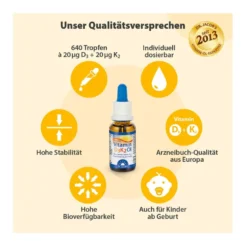 Dr. Jacob's Vitamin D3K2 Öl 800 IE/20 mcg D3+K2 640 Tropfen, 20 ml