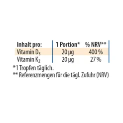Dr. Jacob's Vitamin D3K2 Öl 800 IE/20 mcg D3+K2 640 Tropfen, 20 ml