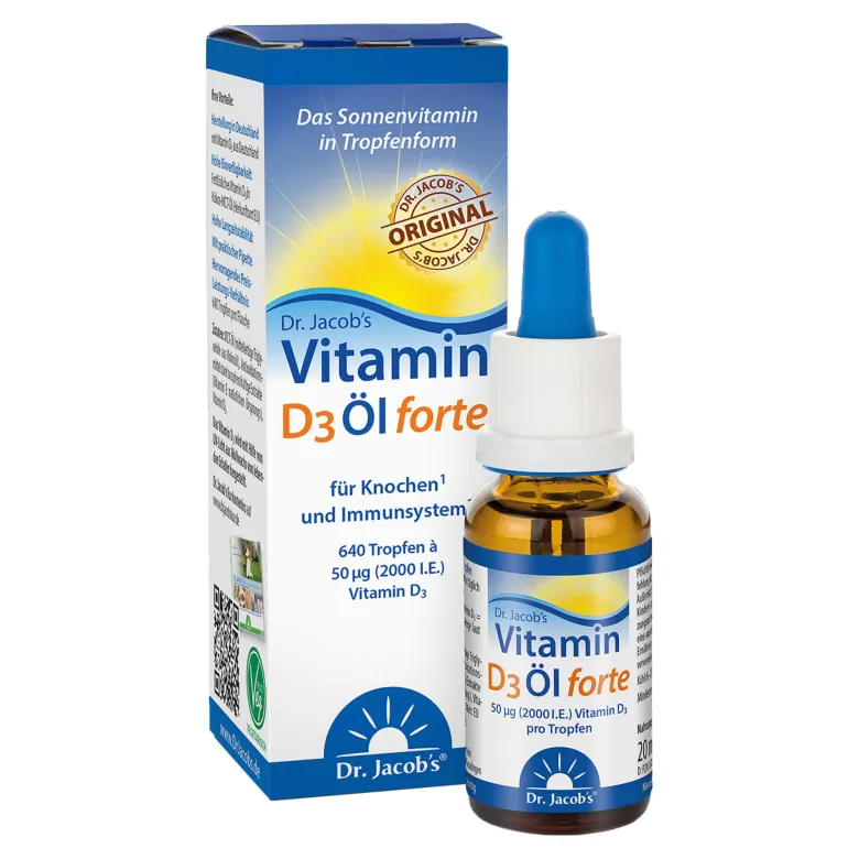 Dr. Jacob's Vitamin D3 Öl forte 2000 IE D3 hochdosiert, 20 ml