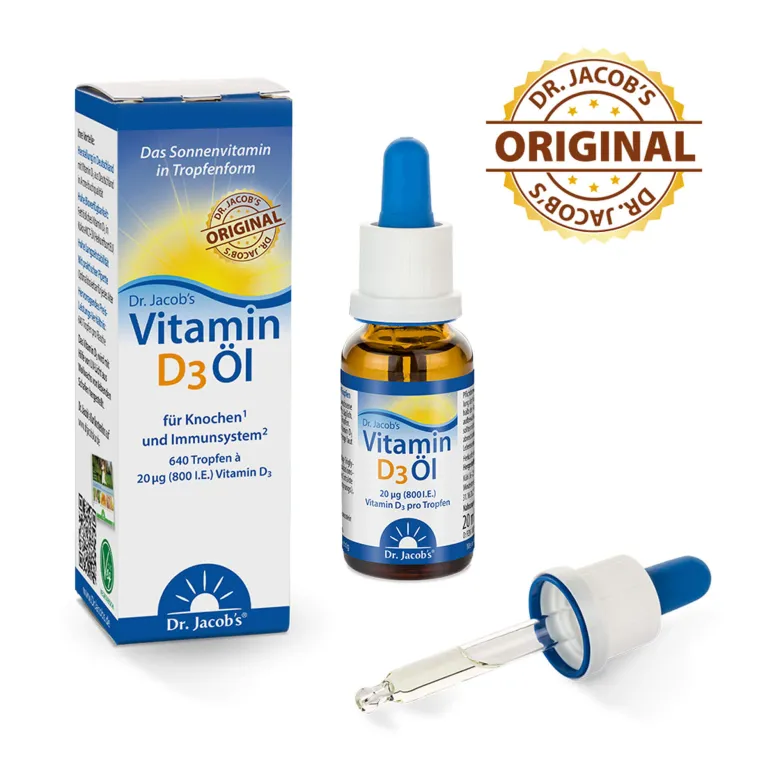 Dr. Jacob's Vitamin D3 Öl 640 Tropfen 800 IE D3 vegetarisch, 20 ml