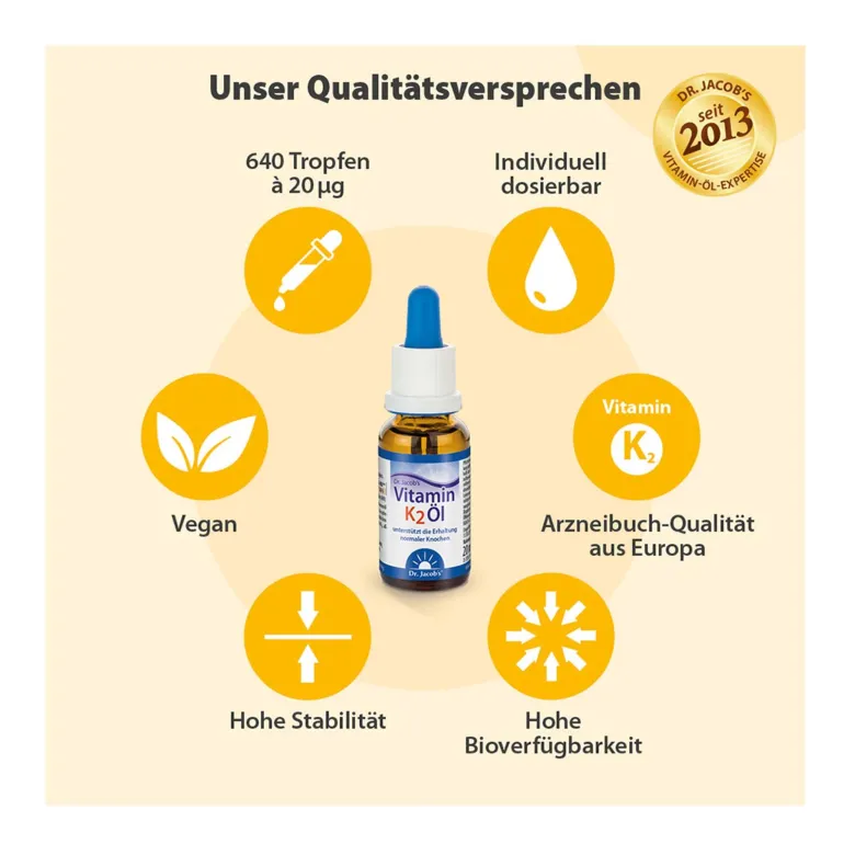 Dr. Jacob's Vitamin K2 Öl Alltrans MK7 640 Tropfen vegan, 20 ml