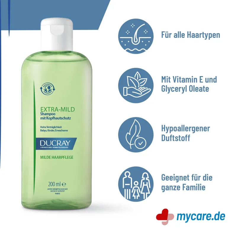 Ducray Extra-Mild Shampoo mit Kopfhautschutz, 200 ml